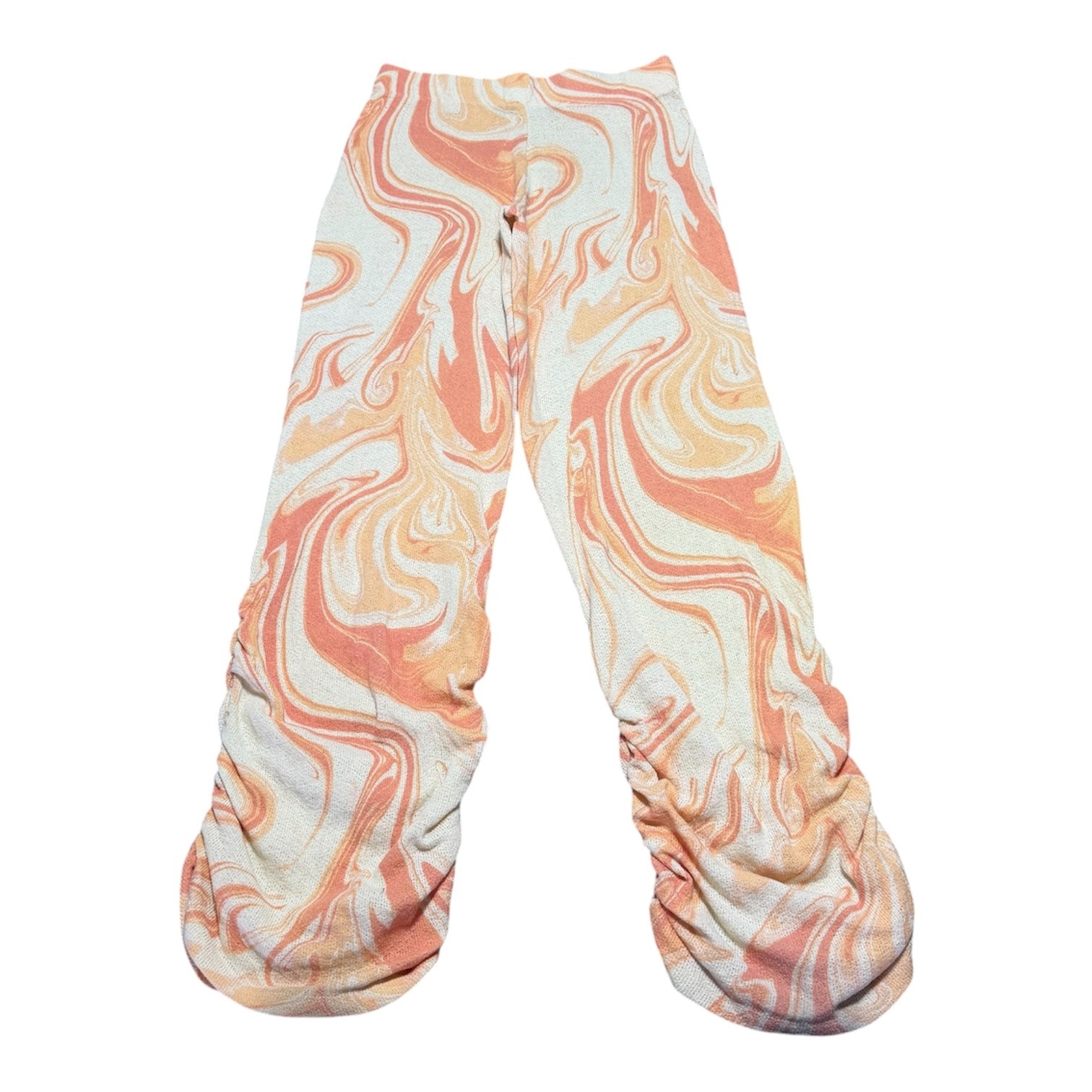 Jaded London High Waist Ruched Flare Knit Pants Orange Marble Women 10 — image 4 of 8